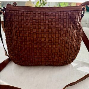 Brown Woven Leather Valencia Holland Crossbody and Shoulder Bag